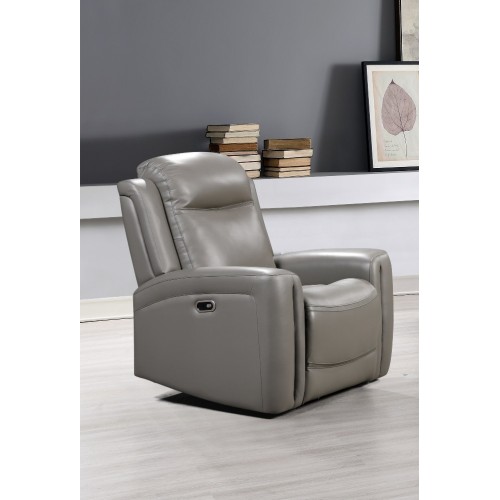 Katlyn Leather Power Reclining Chair - Grey